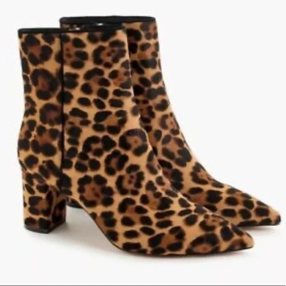J. Crew Leopard Calf Hair Pointed Toe Boots - Picture 2 of 8